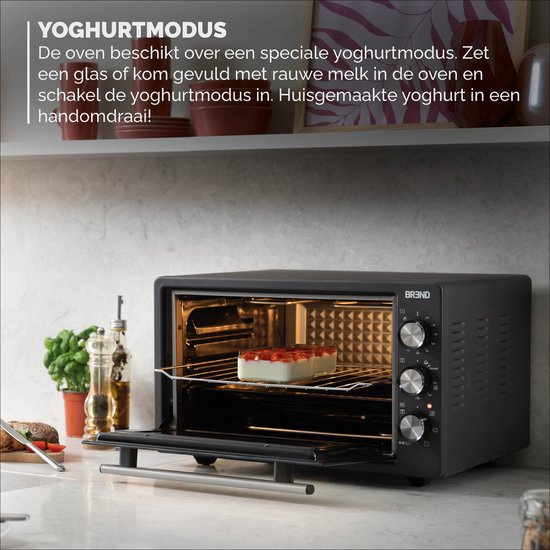 BREND BR-2210 Four électrique à poser - 37 litres - Mini four - 1500W - avec fonction autonettoyante - 90 min. Minuterie - Accessoires inclus - jusqu'à 240 degrés - acier inoxydable