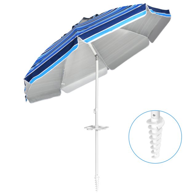 Parasol de plage Coast 220 cm - UPF50+ - Inclinable - Avec porte-gobelet/sac de transport