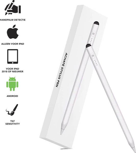 Achaté Stylus Pen Pro - Alternatief Apple Pencil en Universele Stylus - Met Handdetectie - Wit