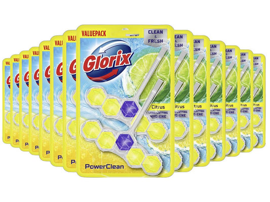 Blocs pour WC Glorix au citron - Parfum frais - Lot de 7 paquets doubles - 28 pièces