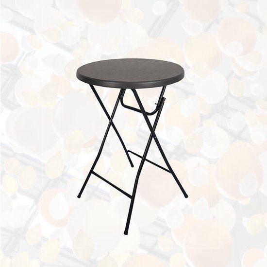 BRASQ Bartable Black ø80 x 110 cm - Table de bar - Table pliante - Pliable en plastique et métal pour l'intérieur et l'extérieur