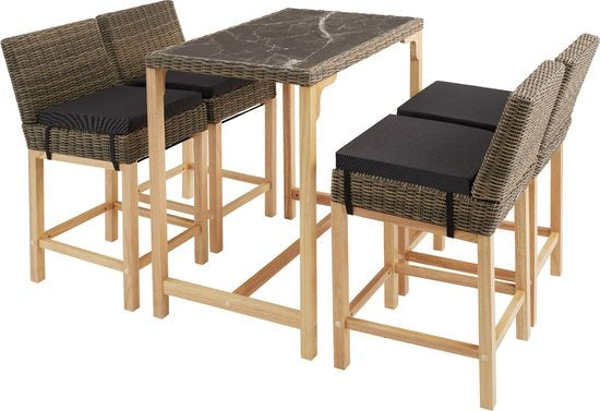 tectake® - Tabouret de bar en osier Latina - Chaise haute - Tabouret - Tabouret de cuisine - naturel - 404801 - poly-rattan