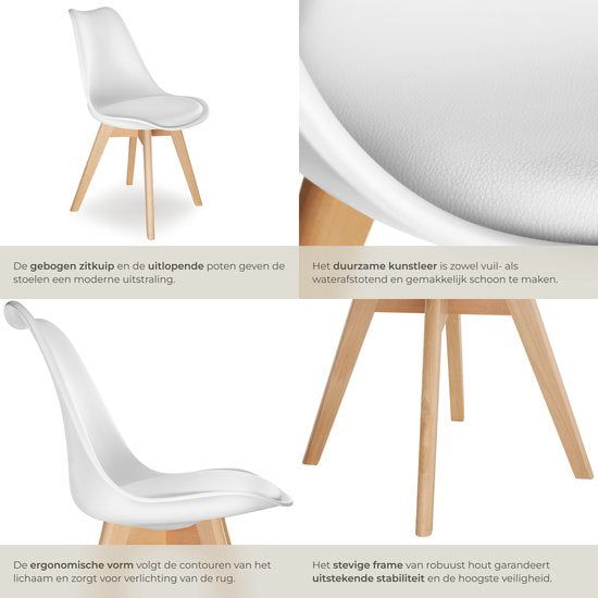 tectake® Chaise de salle à manger Frederikke - Lot de 6 chaises de salle à manger avec assise rembourrée en tissu - Pieds en bois massif - Chaises ergonomiques adaptées au salon, à la salle à manger, à la chambre et à la cuisine - Capacité de charge : 120