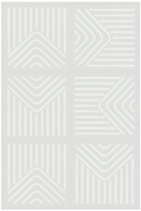 NilaFee™ - Tapis de jeu - Mousse - Bébé - Tapis d'éveil - Tapis de rampage - 180 x 120 x 1,5 cm - Tapis puzzle - Sac de rangement - Motifs géométriques gris