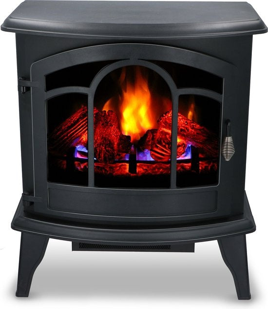 Alpina Electric Vicenza - Cheminée d'ambiance - Télécommande et minuterie - Flammes LED - 2000W - Noir - Avec chauffage