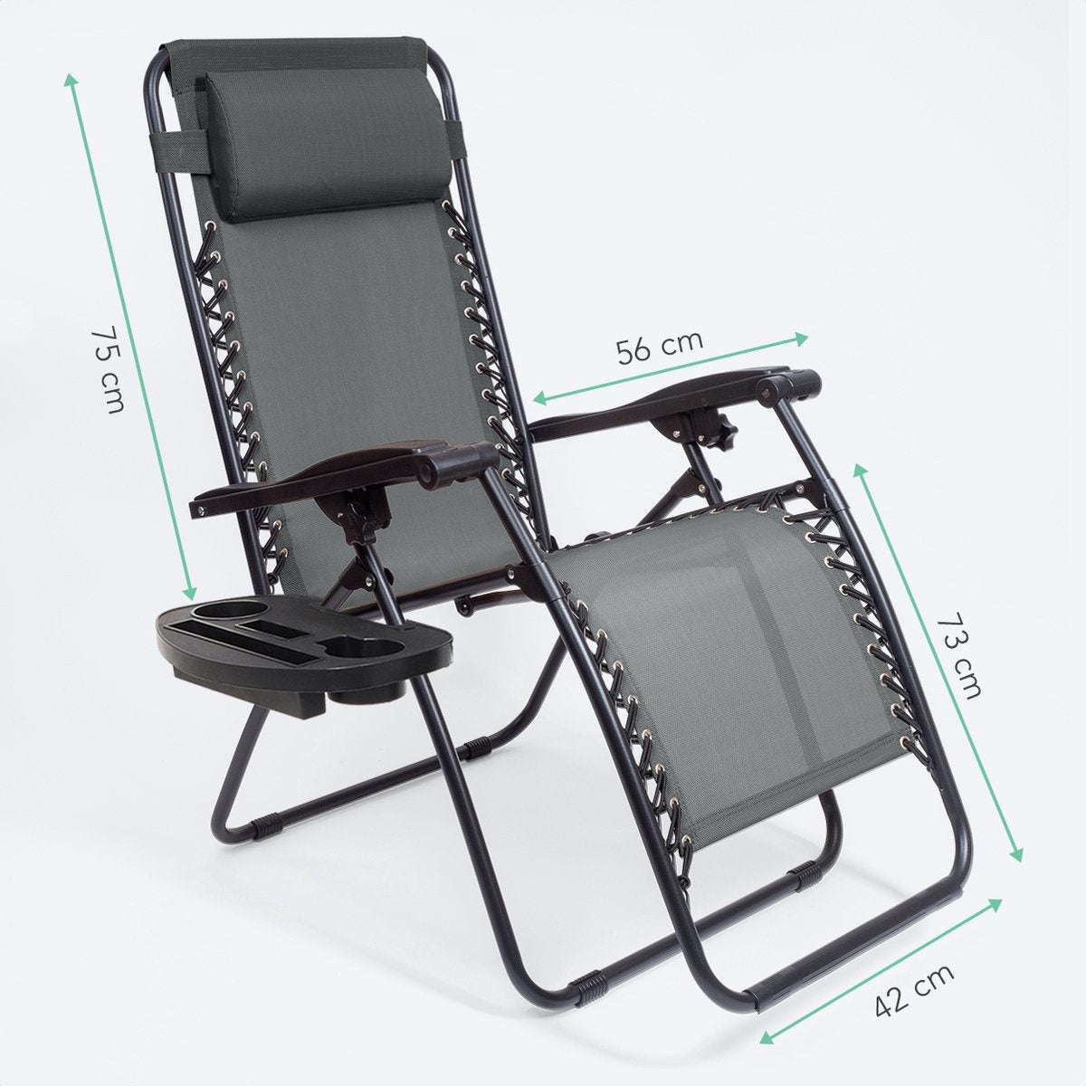 Chaises longues de jardin pliables - LifeGoods - 2 pièces - 30°-90° réglable - métal - noir