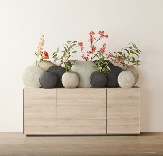 Vase Mashaba de Light & Living - Sable - 50 x 20,5 x 45,5 cm - Plastique - Moderne - Vase à fleurs - Décoration d'intérieur - Vase décoratif pour le salon ou la chambre à coucher