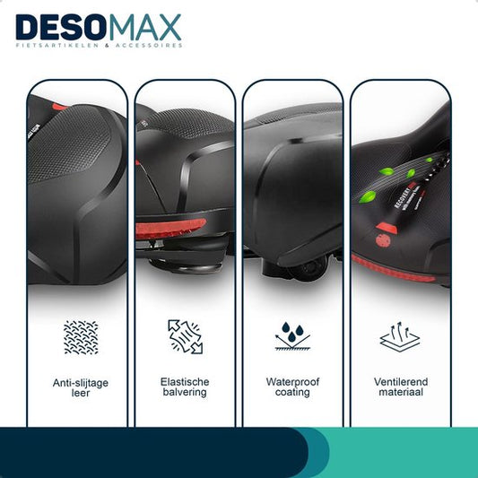 DesoMax All in one Bicycle Saddle Comfortable Gel Saddle - Unisex - Saddle Suspension - Ergonomic Design - Black. Avec coussin !