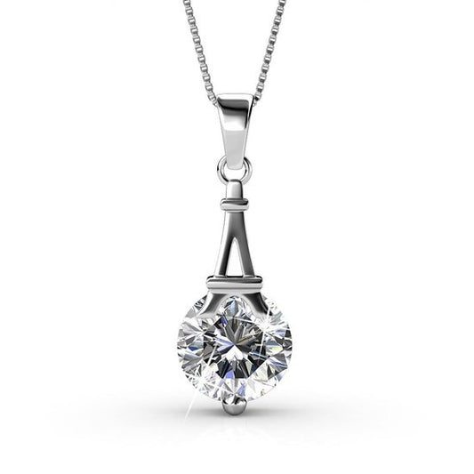 Yolora Collier pour femme avec pendentif en cristal Kalpa Camaka - Couleur argent - Plaqué or blanc 18K - Emballé - Cadeau de fête des mères