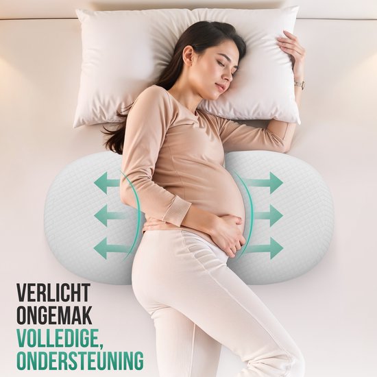 Avalo Oreiller de grossesse W-Shape - Mousse à mémoire de forme - Oreiller de sommeil latéral adultes - Cale réglable - Soutien de l'abdomen, du dos et des jambes - Oreiller d'allaitement - Oreiller de corps - Housse lavable