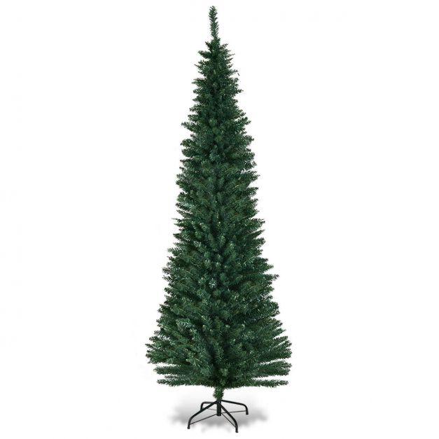 Coast Sapin de Noël en forme de crayon - 210 cm et 700 pointes - avec support en métal et branches réalistes - pour l'intérieur et l'extérieur - PVC vert et métal