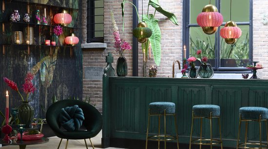 Suspension Light & Living Cetara - Perles roses/bronze - 33 x 38 cm