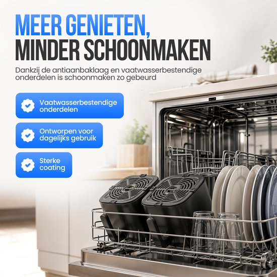 Strex Airfryer à double panier 11 L XXL, friteuse à air chaud 2 500 W - Airfryer à 2 paniers - Dual Basket - 13 programmes de cuisson - Grande friteuse à air chaud verticale pour toute la famille