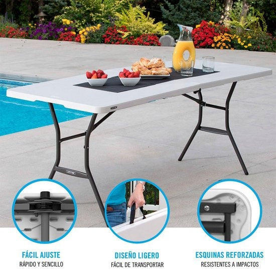 Lifetime - table de travail - table de buffet - 180 cm - pliable comme une valise - blanc