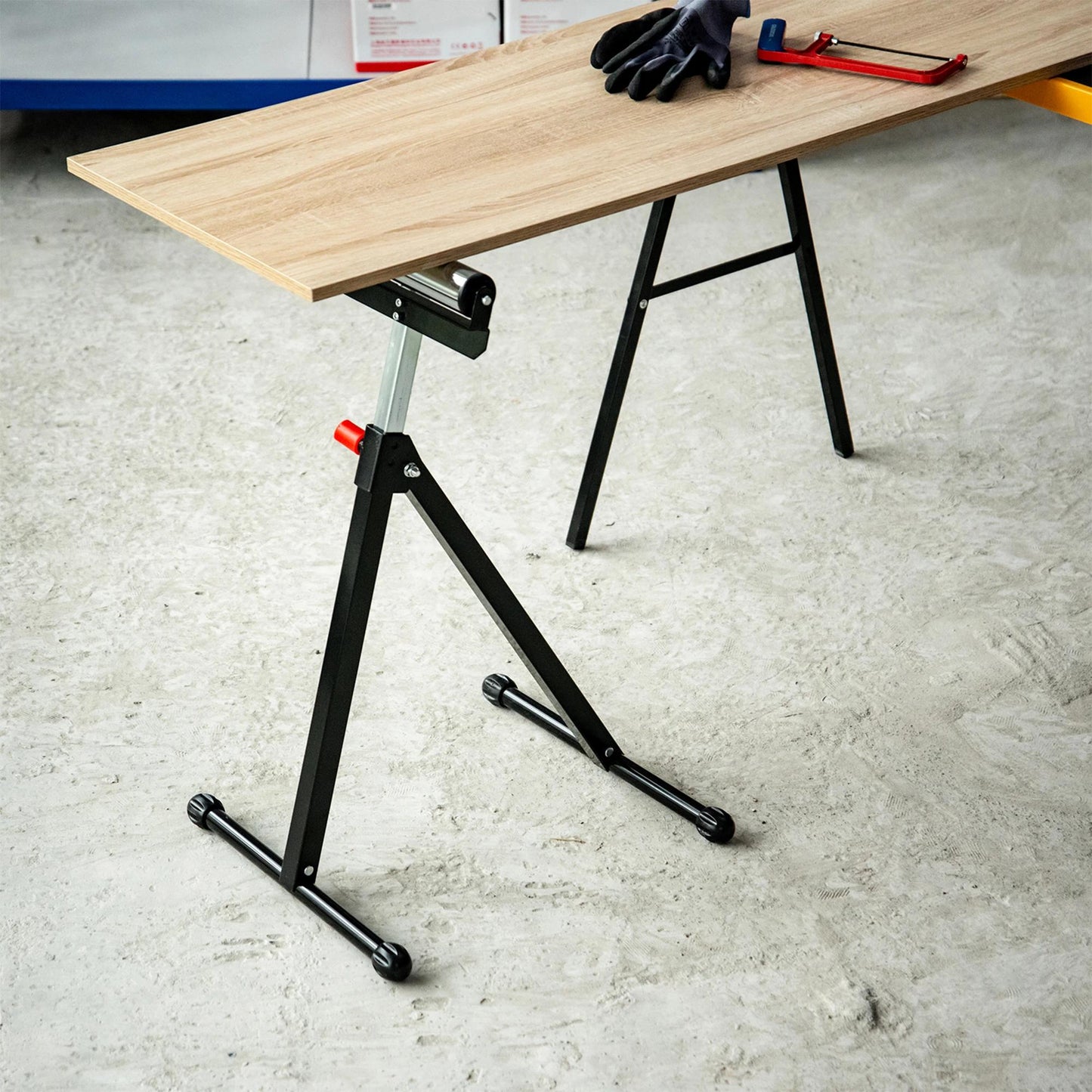 Homcom Chevalet de sciage à rouleau réglable - 44 x 50 x 68-110 cm - Noir/Argent