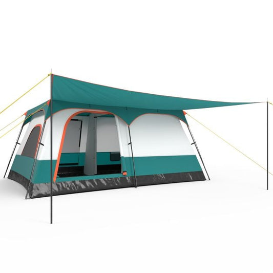 Costway Tente de camping - Pour 8-10 personnes - 420 x 305 x 200 cm - Bleu/vert