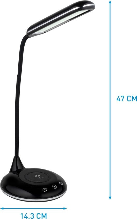 Grundig Lampe de bureau avec chargeur de téléphone - Sans fil - USB - LED - Flexible pliable - Noir