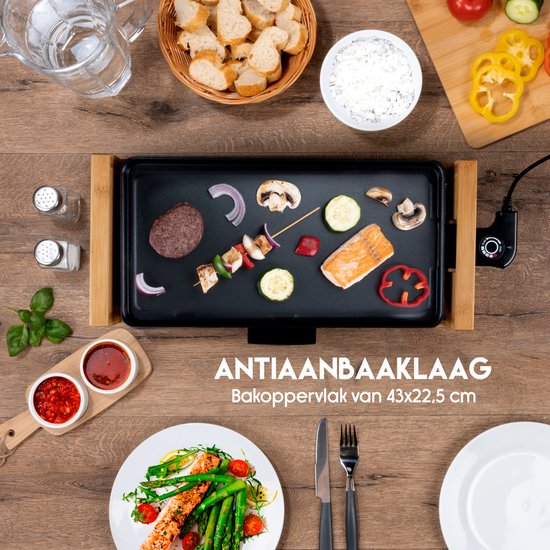 alpina Teppanyaki griddle - Gril de table - Antiadhésif - 2000W - 43x22,5cm - Noir