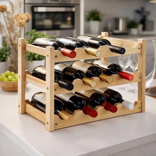 Casier à vin en bois – Casier à vin pour 12 bouteilles – 45 x 22 x 28 cm