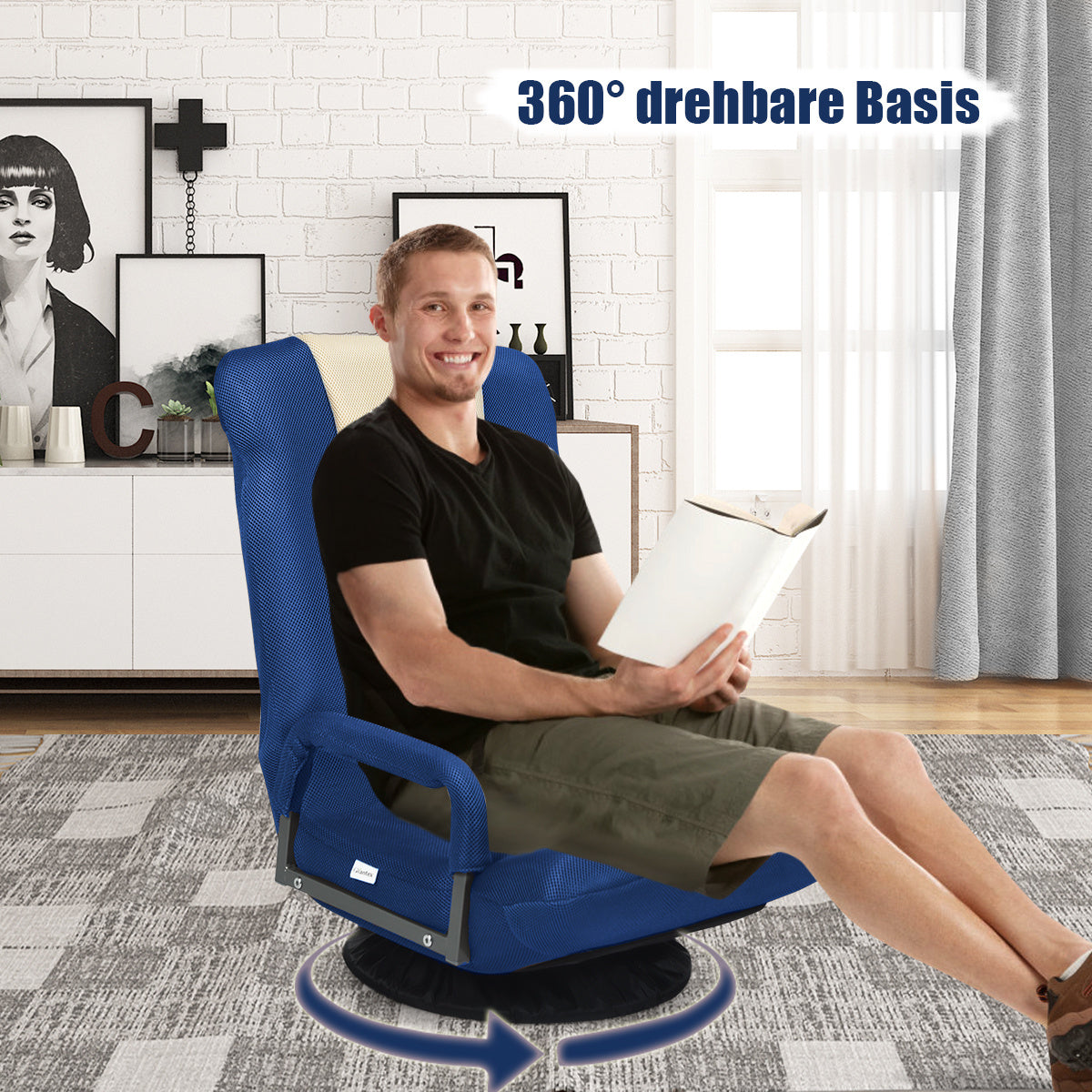 Fauteuil de sol rotatif fauteuil de relaxation fauteuil de sol canapé paresseux canapé bleu