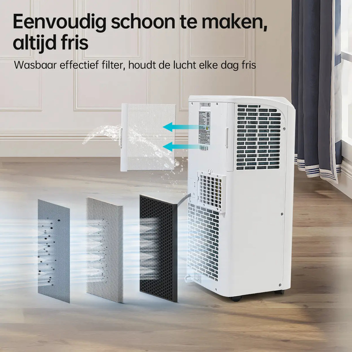 Climatiseur mobile Humhold 9 000 BTU - 3-en-1 : refroidissement, déshumidification et ventilation - jusqu'à 33 m²