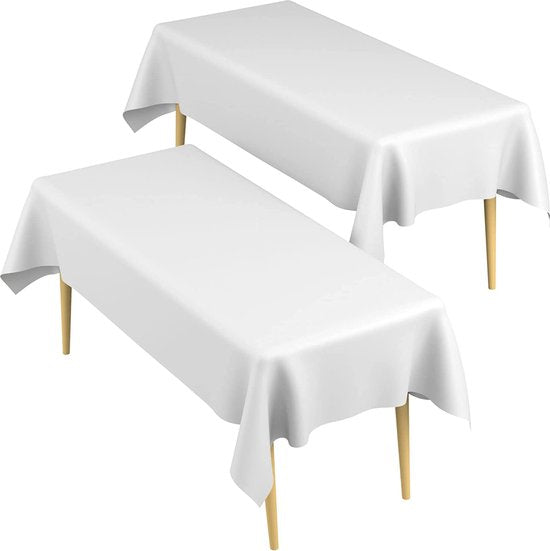 Partizzle 2x Nappe en plastique jetable - Décorations pour futures mariées - Décoration de mariage à Noël - Anniversaire - Blanc - 274 x 137 cm
