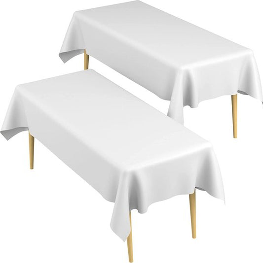 Partizzle 2x Nappe en plastique jetable - Décorations pour futures mariées - Décoration de mariage à Noël - Anniversaire - Blanc - 274 x 137 cm