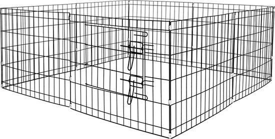 Springos Puppy Run - pliable - 8 panneaux - 160 x 60 CM - noir - Ø160 CM