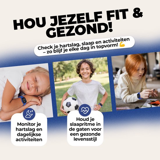Montre connectée Denver pour enfants - Appels/SMS/WhatsApp - Compatible Android et iOS - Podomètre - Suivi du sommeil - Fréquence cardiaque, tensiomètre, mode sport - SWK120BU