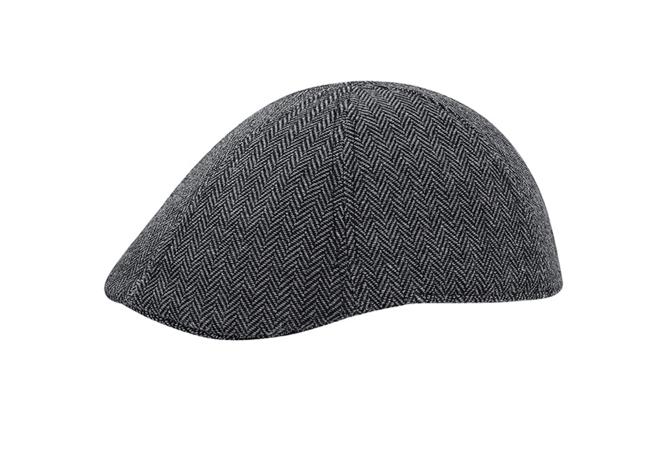 Casquette plate Milanoro en gris - Laine mélangée élégante pour les jours froids - Motif à chevrons intemporel