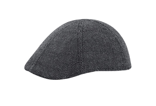 Casquette plate Milanoro en gris - Laine mélangée élégante pour les jours froids - Motif à chevrons intemporel