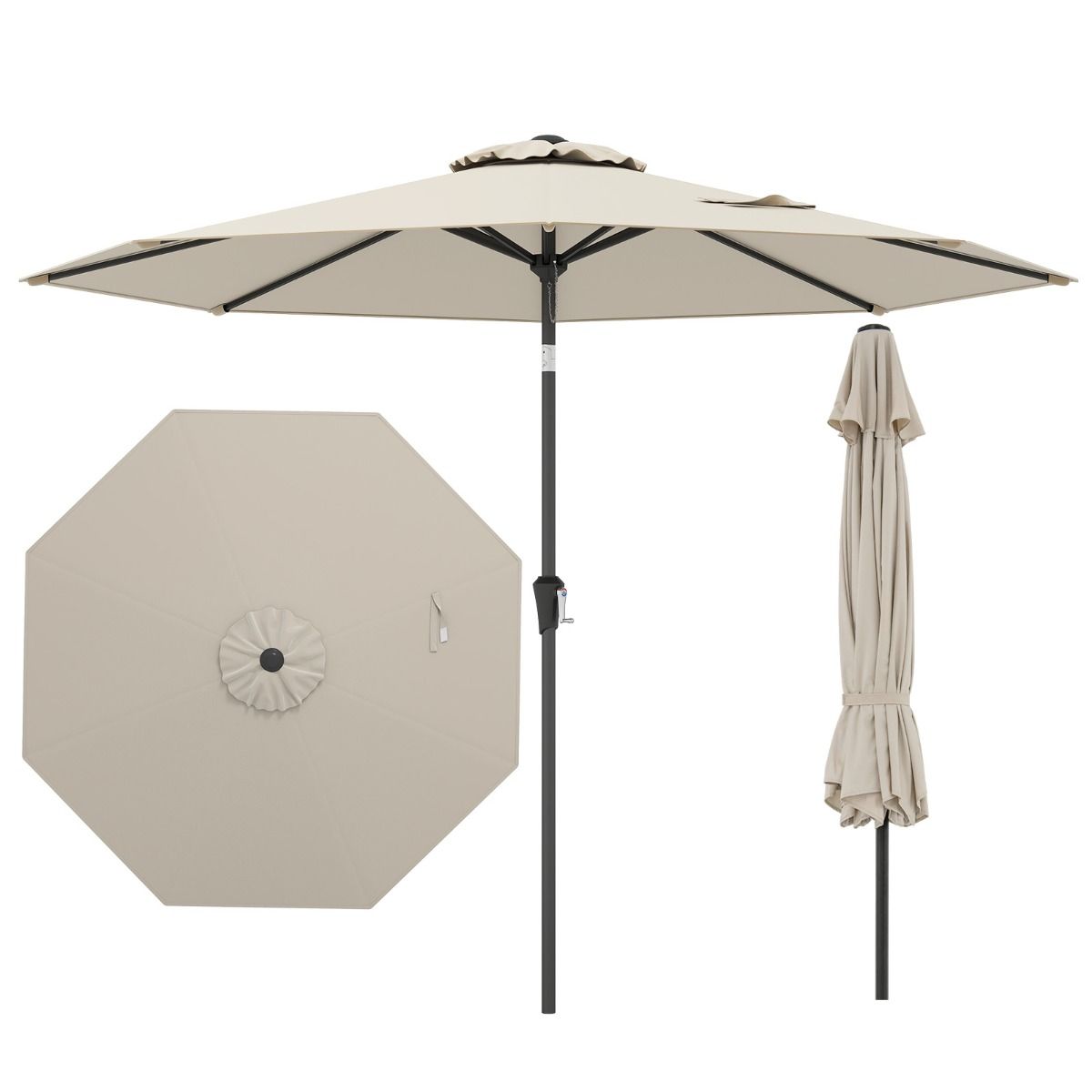 Grand parasol de terrasse Coast - Inclinable avec manivelle - Protection UV - 270 cm - beige
