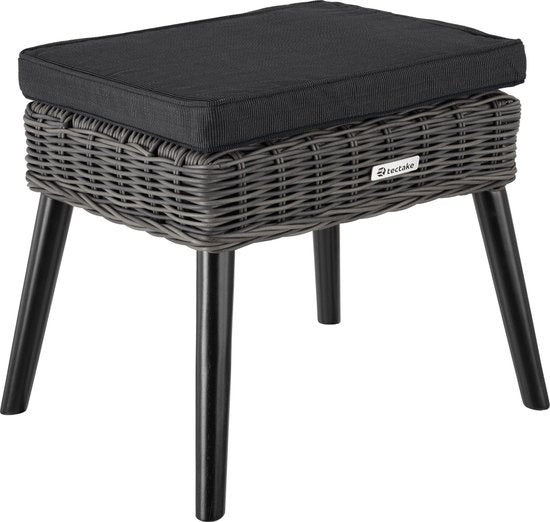 tectake - Fauteuil à bascule en osier Rovigo avec pouf Vibo - gris - poly-rattan