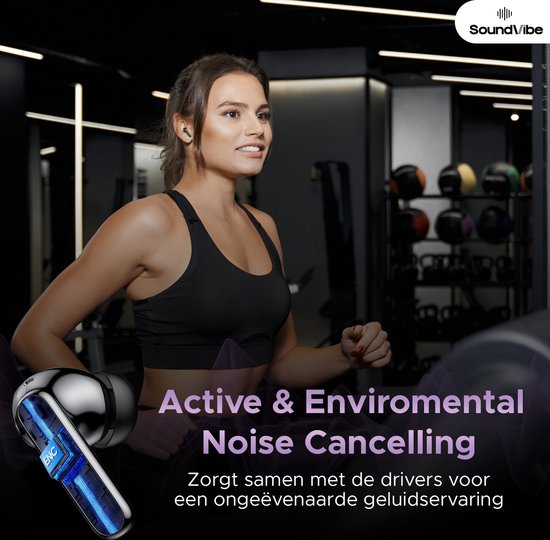 Soundvibe® - Earbuds Pro Black - Wireless With Noise Cancelling - Bluetooth Earbuds - Noise Cancelling Headphones - Wireless Earbuds USB C - Wireless Earphones - Earphones Wireless