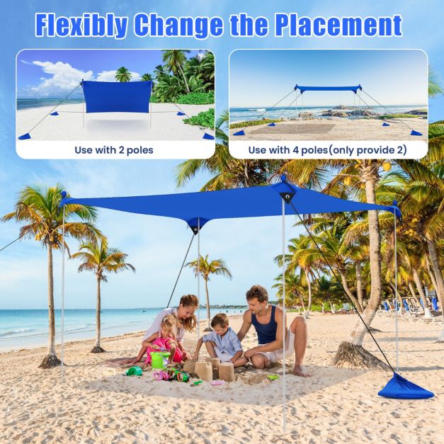 Tente de plage Coast - Portable - Anti-UV - UPF50+ - 300x300cm - Bleu