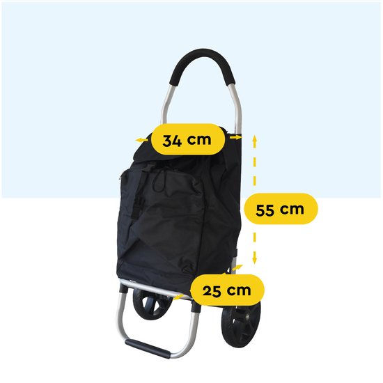 BRASQ Caddie - 45 Litres - Caddie avec compartiment réfrigérant - Pliable - Résistant aux intempéries - jusqu'à 35KG - Structure en aluminium