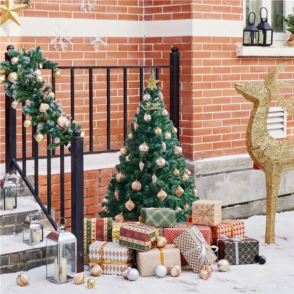 Sapin de Noël artificiel Yaheetech, 124 cm, avec socle pliable, vert