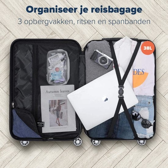 TRVLMORE Bagage à main Valise à roulettes - Serrure à chiffres - 54x36x20cm - 38L - Gris foncé