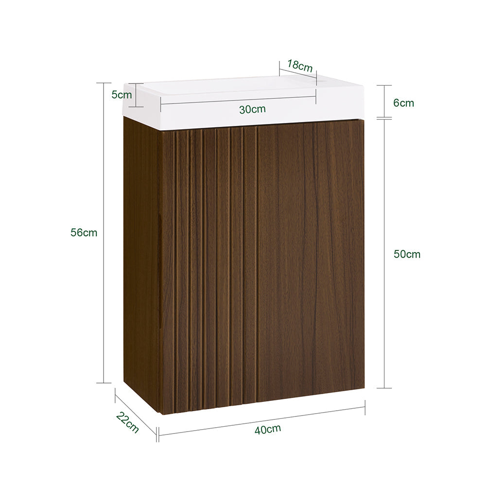 Meuble de salle de bain compact et élégant avec évier - SoBuy BZR196-BR (40 x 22 x 56 cm)