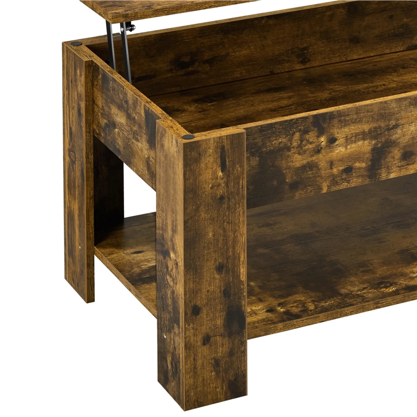 Yaheetech Table Basse avec Fonction Lift-Top - Avec Rangement Caché et Dégagement Inférieur Réglable et Mécanisme à Ressort - Pour Salon et Bureau - Mdf Marron Rouille et Métal - 120 x 59 x 49.5-62.5 cm