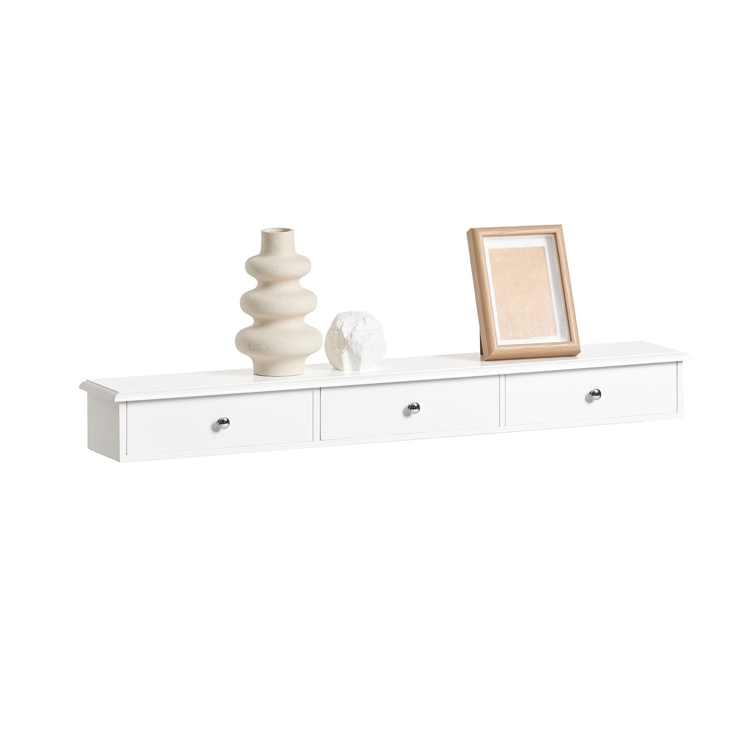 SoBuy Etagère murale avec 3 tiroirs - Max. 10 kg - 91 x 15 x 10 cm - Blanc