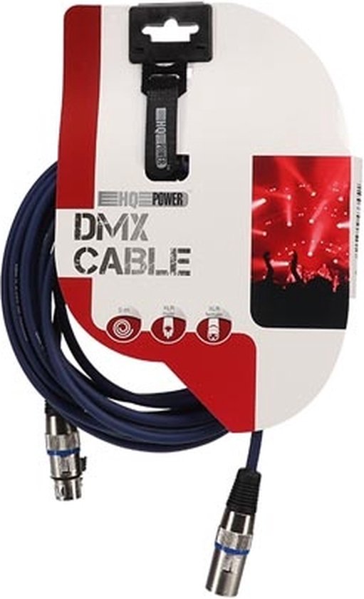 Câble DMX HQ-Power, 1 x XLR mâle, 1 x XLR femelle, 5 m, parfait pour la transmission de signaux