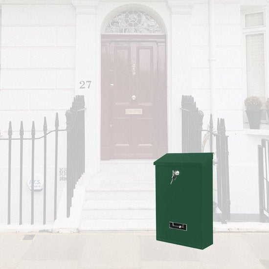 BRASQ Letterbox Green - Boîte aux lettres murale avec serrure - Boîtes aux lettres - Boîte aux lettres moderne avec plaque d'identification - avec matériel de montage et 2 clés - cylindre de serrure - acier inoxydable