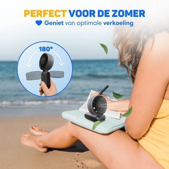 Vulpes Goods® Tech - Hand Fan PRO 3in1 - Rechargeable et portable - Mini ventilateur USB sans fil - Ventilateur de cou - Moteur puissant - 4000 mAh - 5 vitesses - Design pliable - Jusqu'à 14 heures de refroidissement - Cordon de transport inclus
