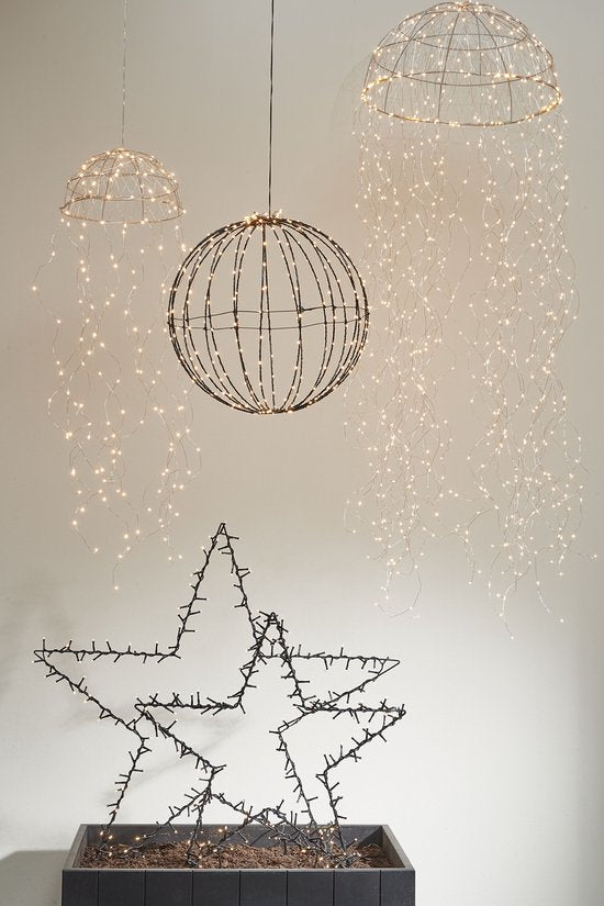 Luca Lighting Christmas Lights Ball with Warm White LED Lights - Ø50 cm - Noir