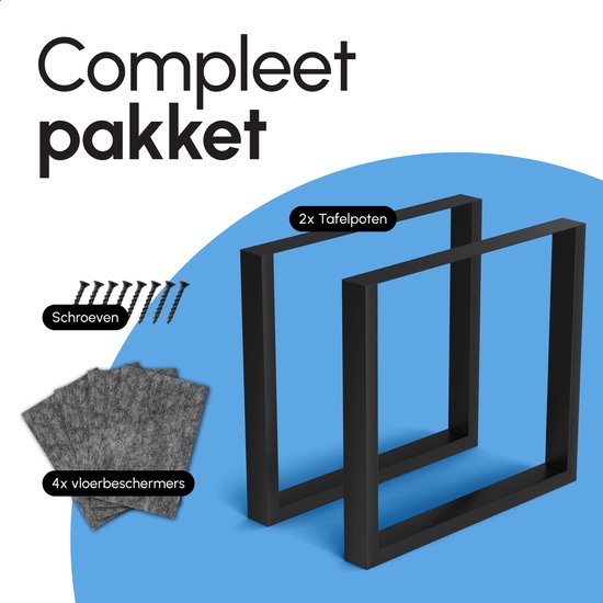 Bodo® - Table à structure acier - Pieds de table - Lot de 2 - Pied en U 80x72 cm - Noir mat