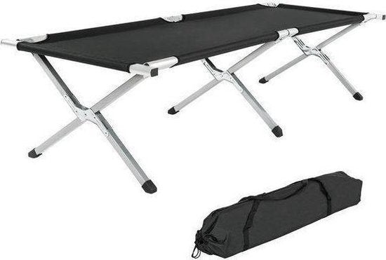 Lit de camp TecTake - xl lit de camp 190 cm - Noir - 401212