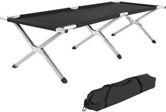 Lit de camp TecTake - xl lit de camp 190 cm - Noir - 401212