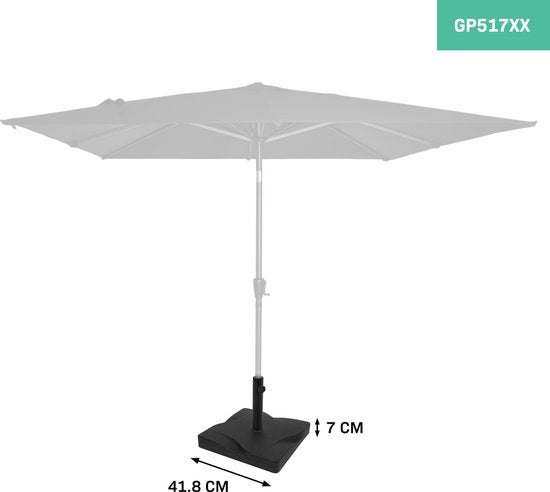 VONROC Parasol Base Square - 20kg - Béton et acier peint par poudrage - Convient aux mâts de diamètre 35/38mm - Pour parasol VONROC Recanati, Rapallo & Torbole