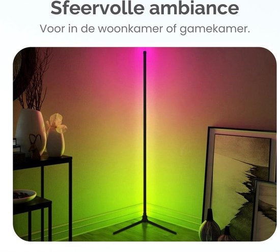 Gologi Smart Floor Lamp LED - Lampe d'angle - Industrielle - Debout - Salon - Dimmable - RGBW - Avec App - Noir